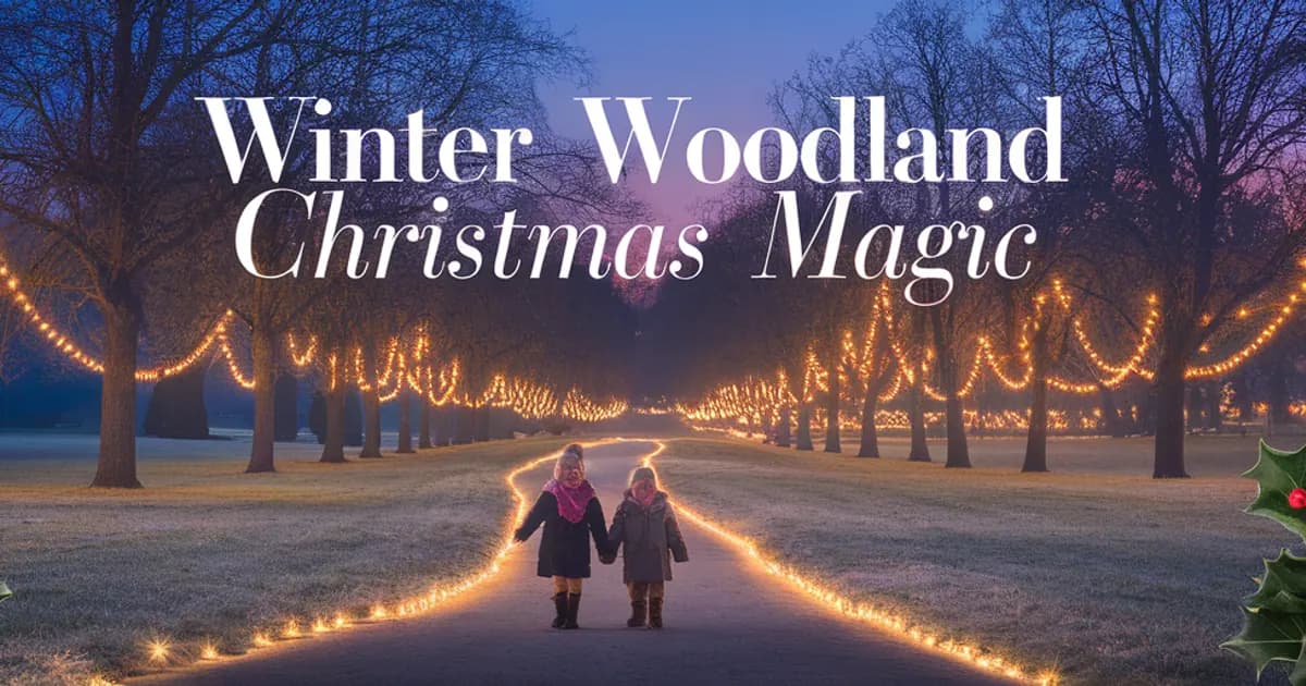 Christmas fairy lights trail in Surrey parkland at dusk — Christmas activities for children in Surrey 2026